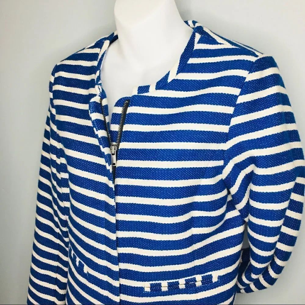 GAP Striped Blazer Swing BB Jacket Modern Casual Blue White Spring Summer 2007